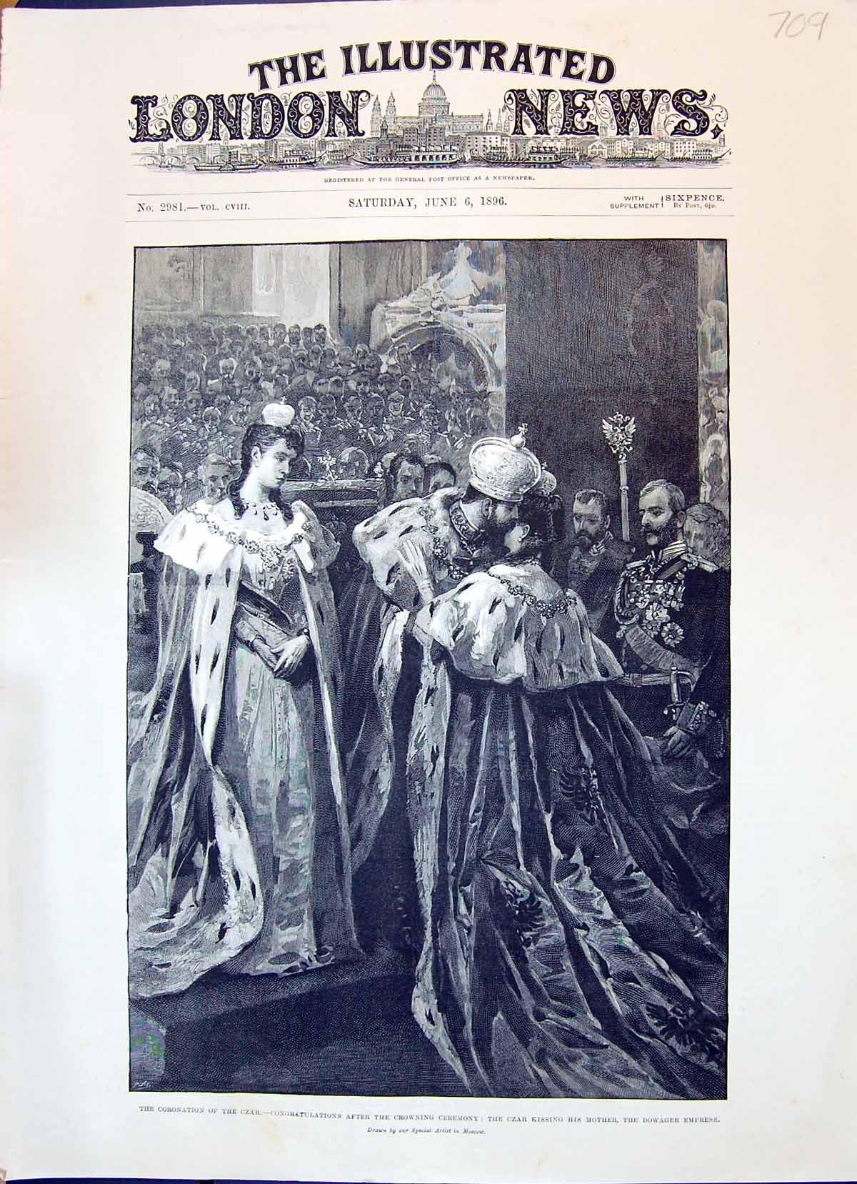 Old 1896 Coronation Czar Crowning Ceremony Kissing Mother Dowager Emp Victorian