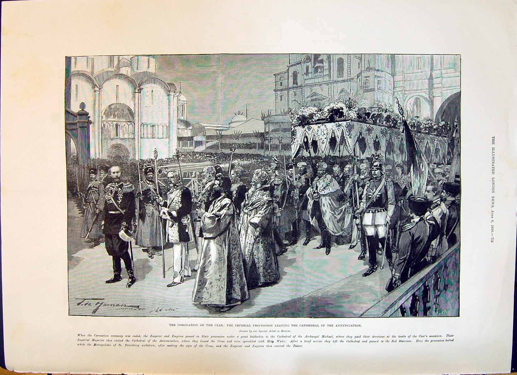 Old 1896 Coronation Czar Cathedral Annunciation Moscow Khodinsky Alex Victorian