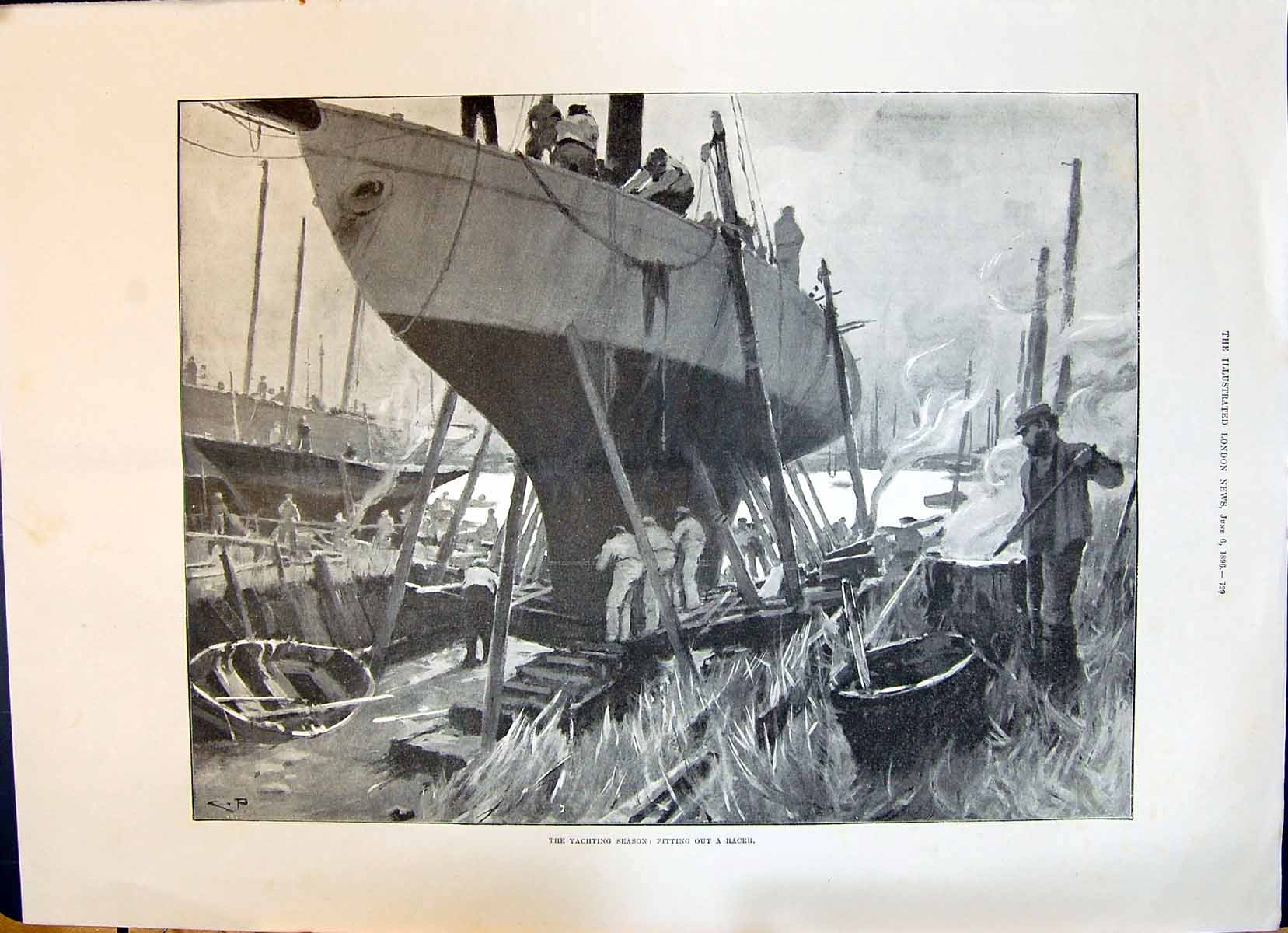 Old 1896 Yachting Season Fitting Racer Ladies Fashion Crepe Chine Can Victorian