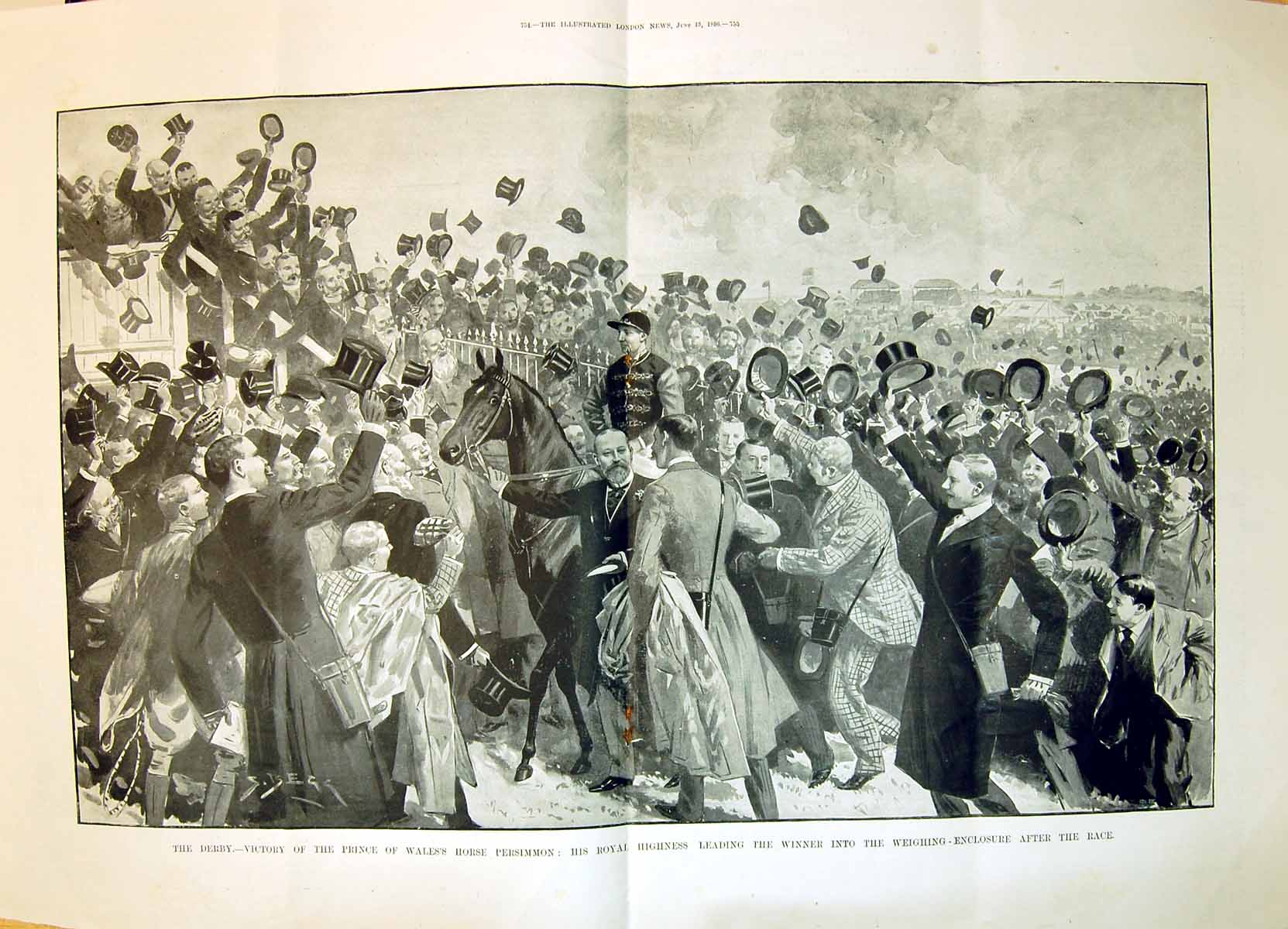 Old 1896 Derby Horse Racing Prince Wales Persimmon Winner Weighing En 19th