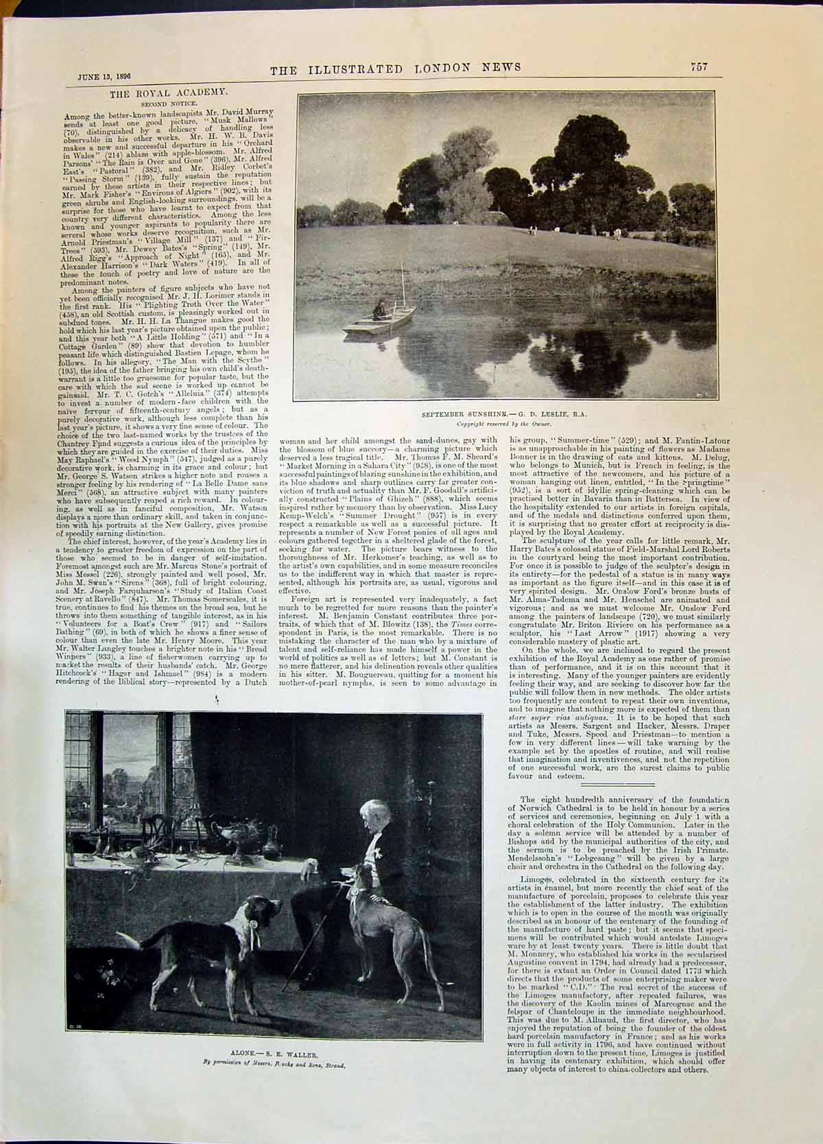 Old 1896 River Boats September Sunshine Man Dogs Royal Academy Ladies Victorian