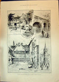 Old 1896 Leicester Clock Tower Jewry Wall Gateways Castle Yard Courty Victorian
