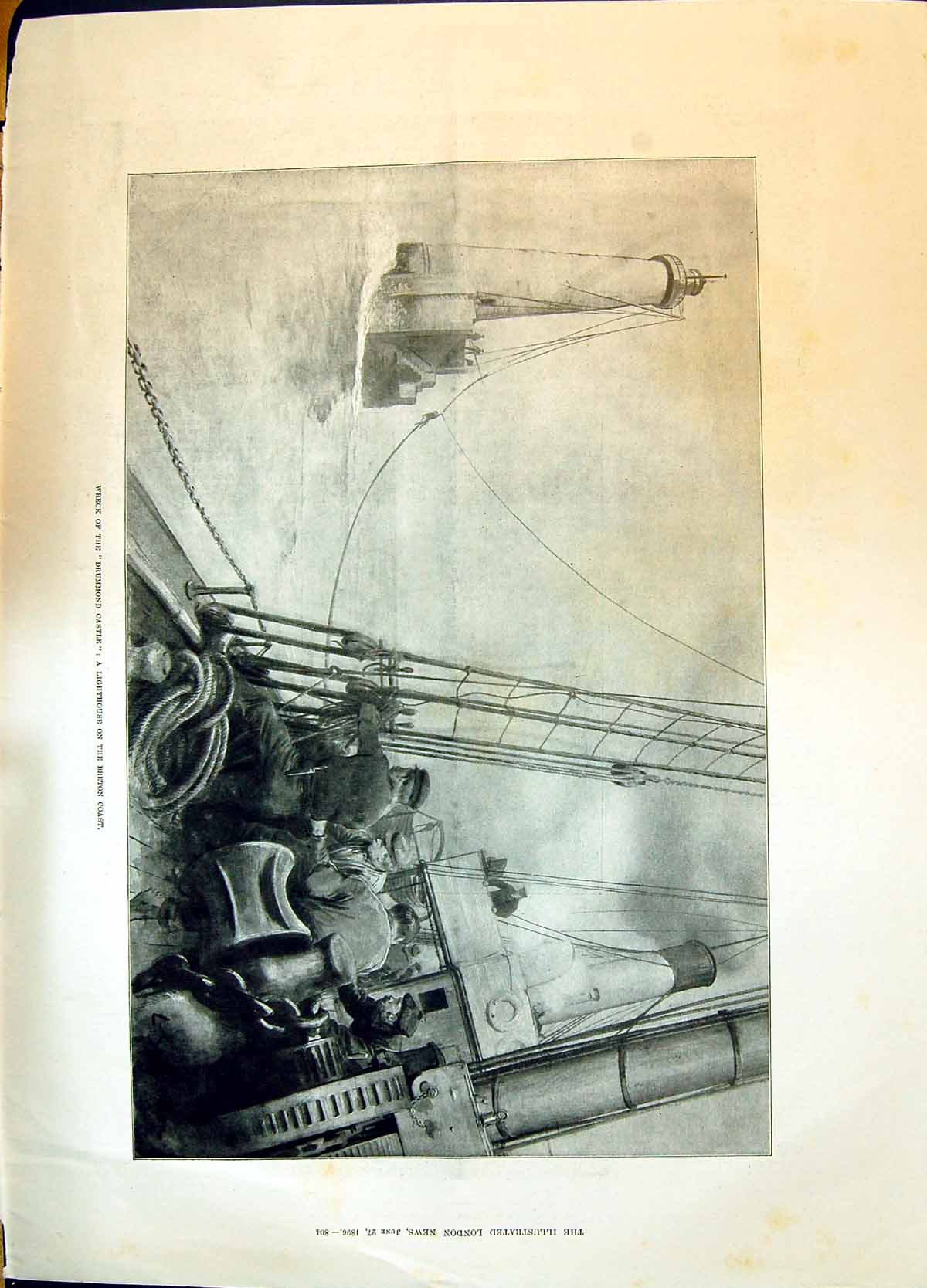 Old 1896 Ship Wreck Drummond Castle Lighthouse Breton Statue Queen Th Victorian