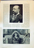 Old Print 1896 Augustus Harris Veiled Woman Davies Milton Comus Ladies Guild Che