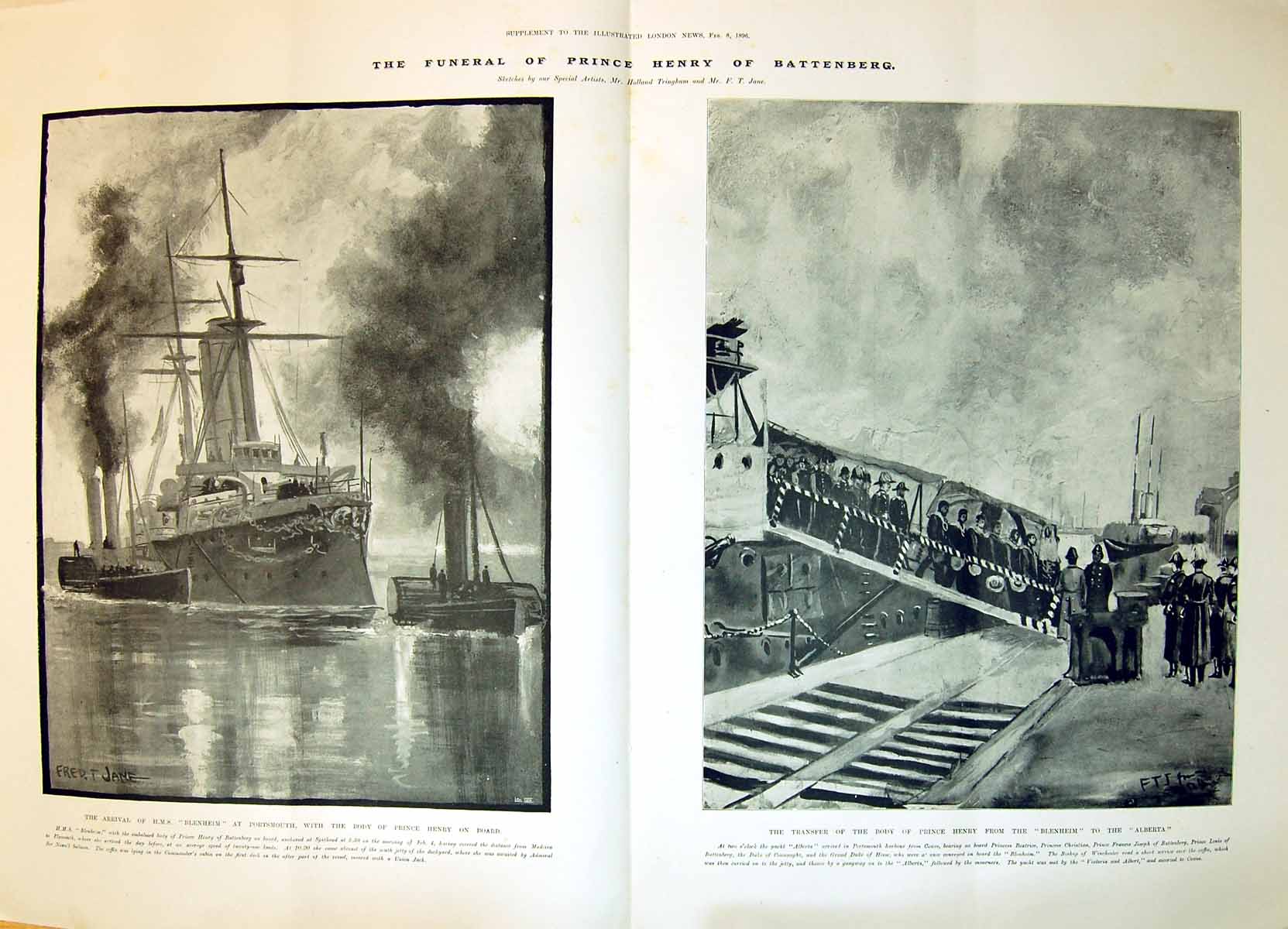 Old 1896 Funeral Prince Henry Battenberg Ship Blenheim Portsmouth Alb 19th