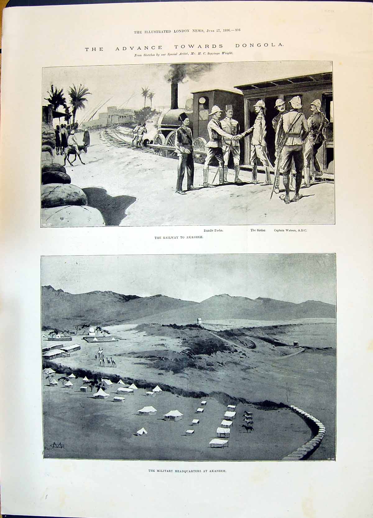 Old 1896 Dongola Railway Akasheh Military Camp Sirdar Watson War Alge Victorian