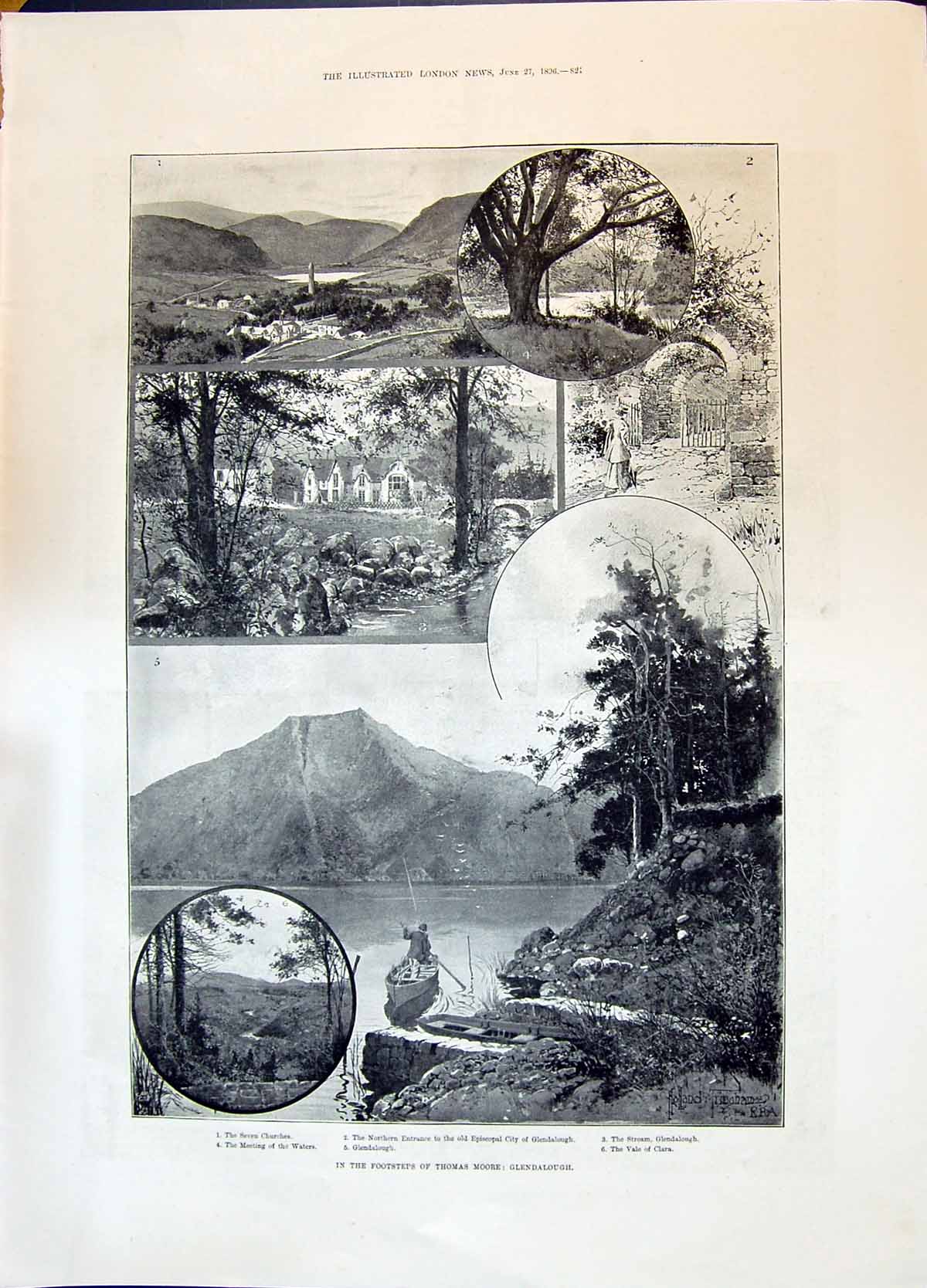 Old 1896 Thomas Moore Glendalough Vale Clara Seven Churches Ladies Fa Victorian