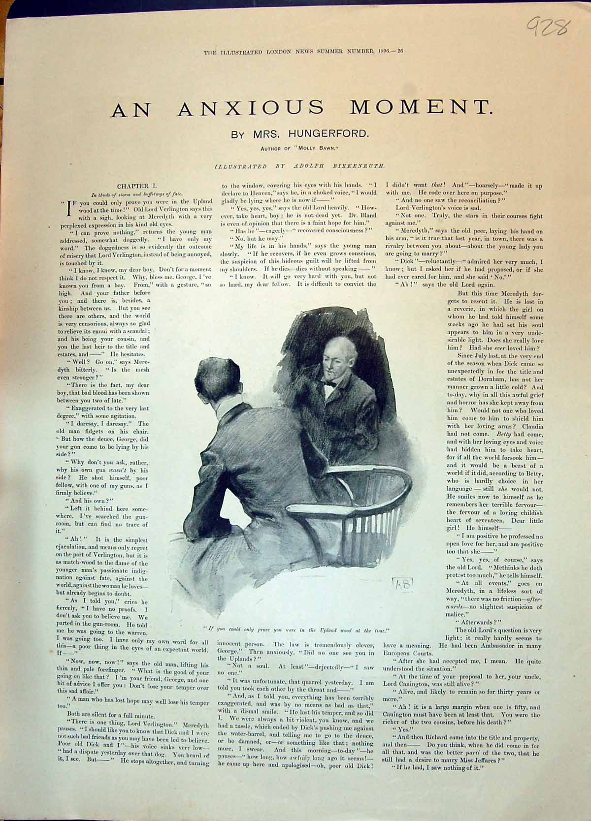 Old 1896 Story Anxious Moment Mrs Hungerford Adolph Birkenruth Illust Victorian