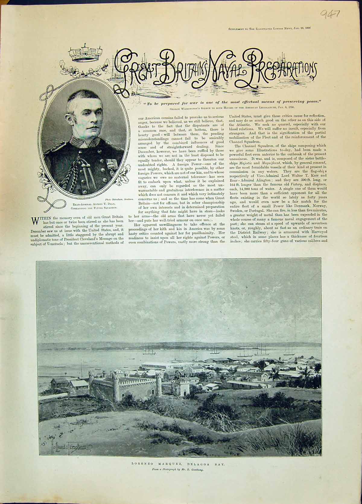 Old 1896 British Navy Alfred Dale Lorenzo Delagoa Bay Ship St. George Victorian