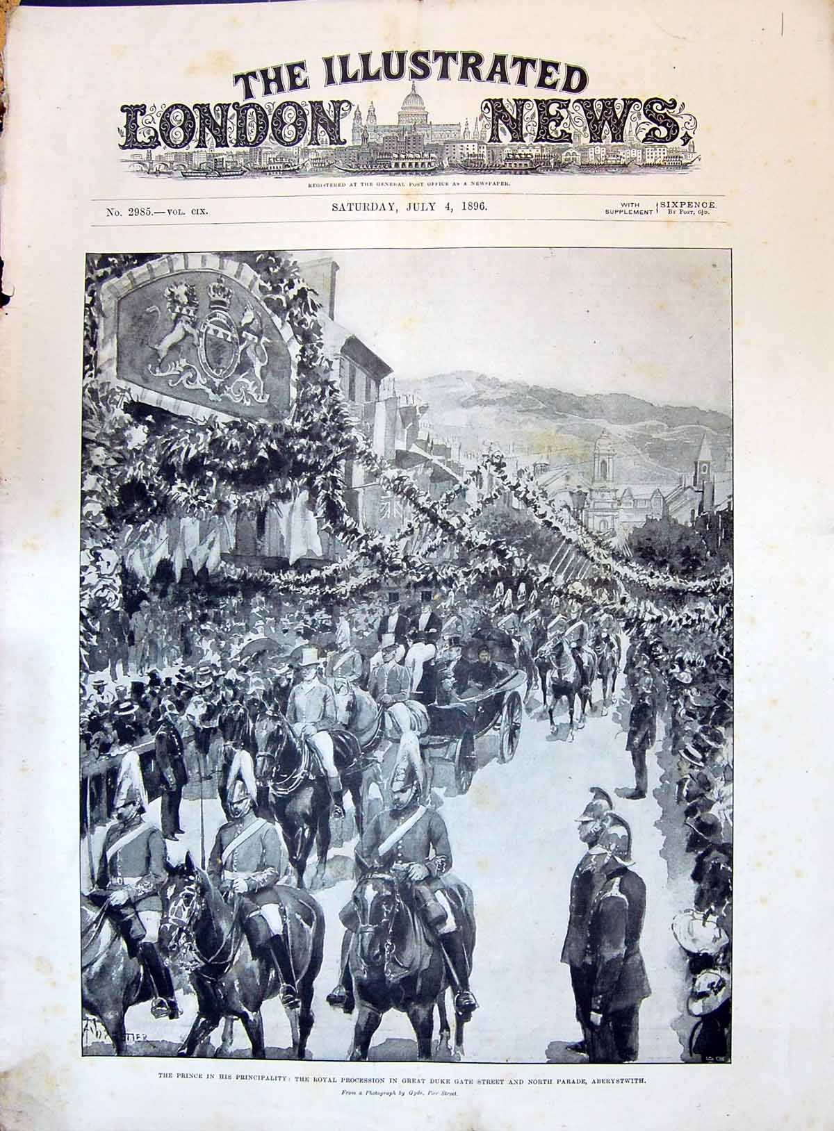 Old 1896 Royal Procession Prince Great Duke Gate Street Parade Aberys Victorian