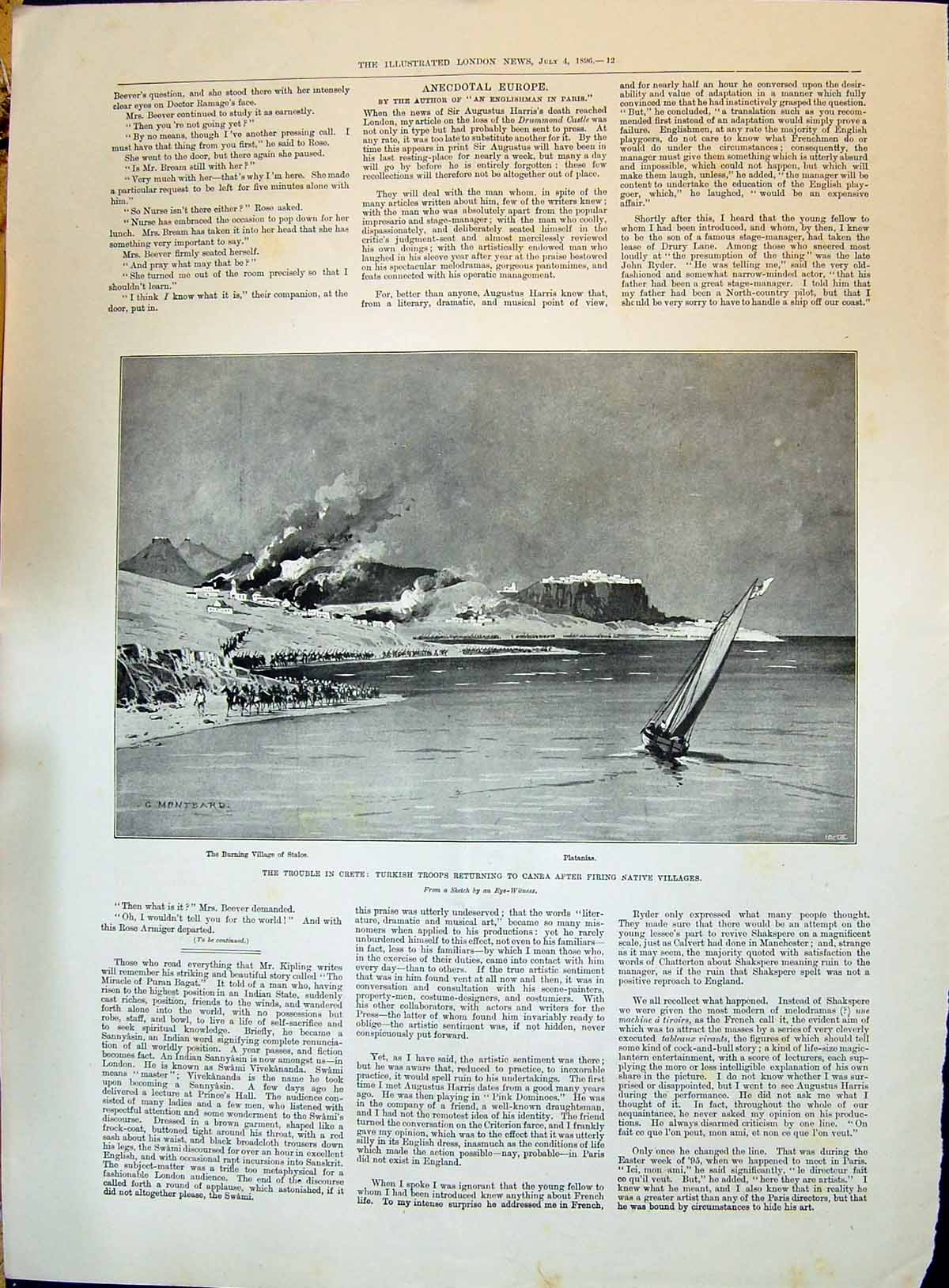 Old 1896 Crete Turkish Troops Canea Platanias Fire Village Stalos Ladies 19th