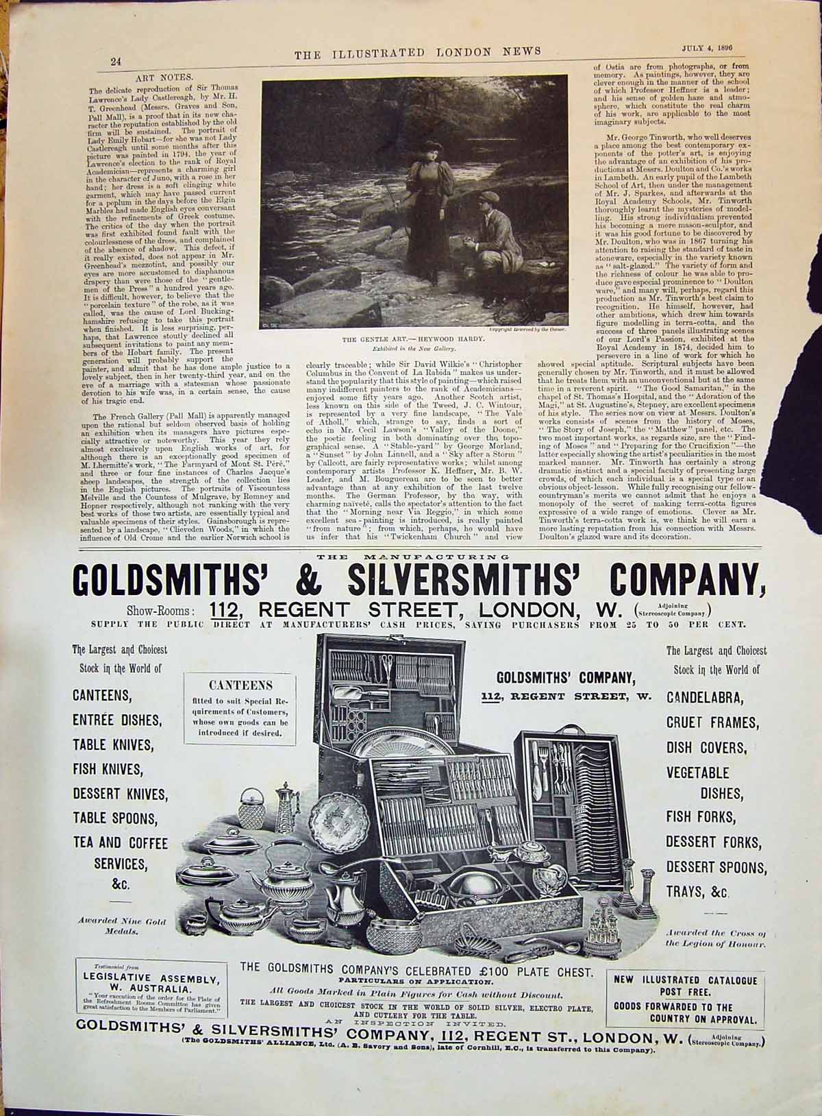 Antique Print 1896 Lady Man Sea Fishing Heywood Hardy Gsmiths Silversmiths 19th