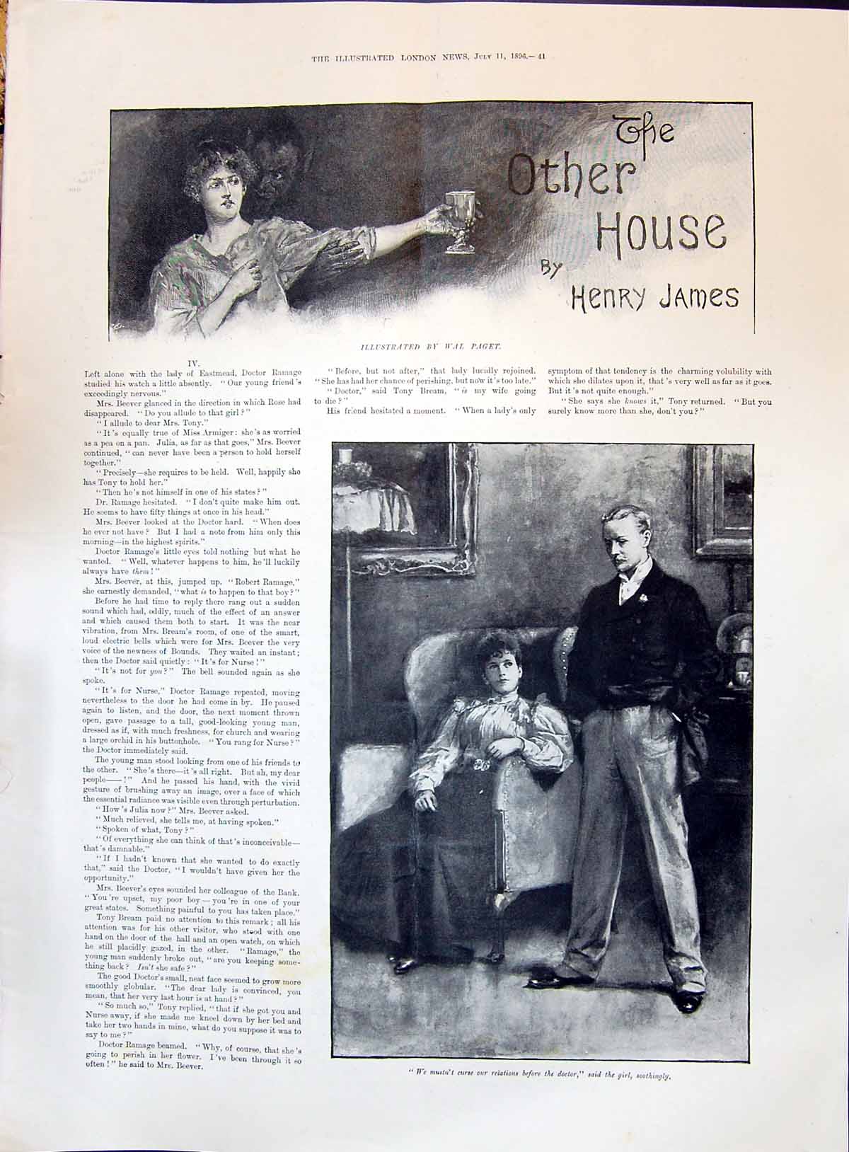 Old 1896 Story Illustration Other House Henry James Man Lady Family H Victorian