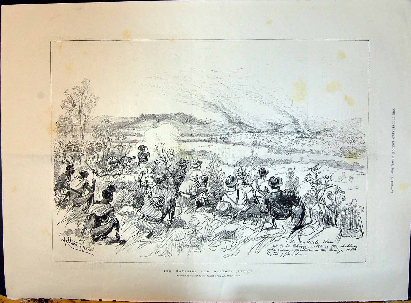 Old 1896 Matabili Mashona Revolt Cecil Rhodes Model Submarine Seymour Victorian