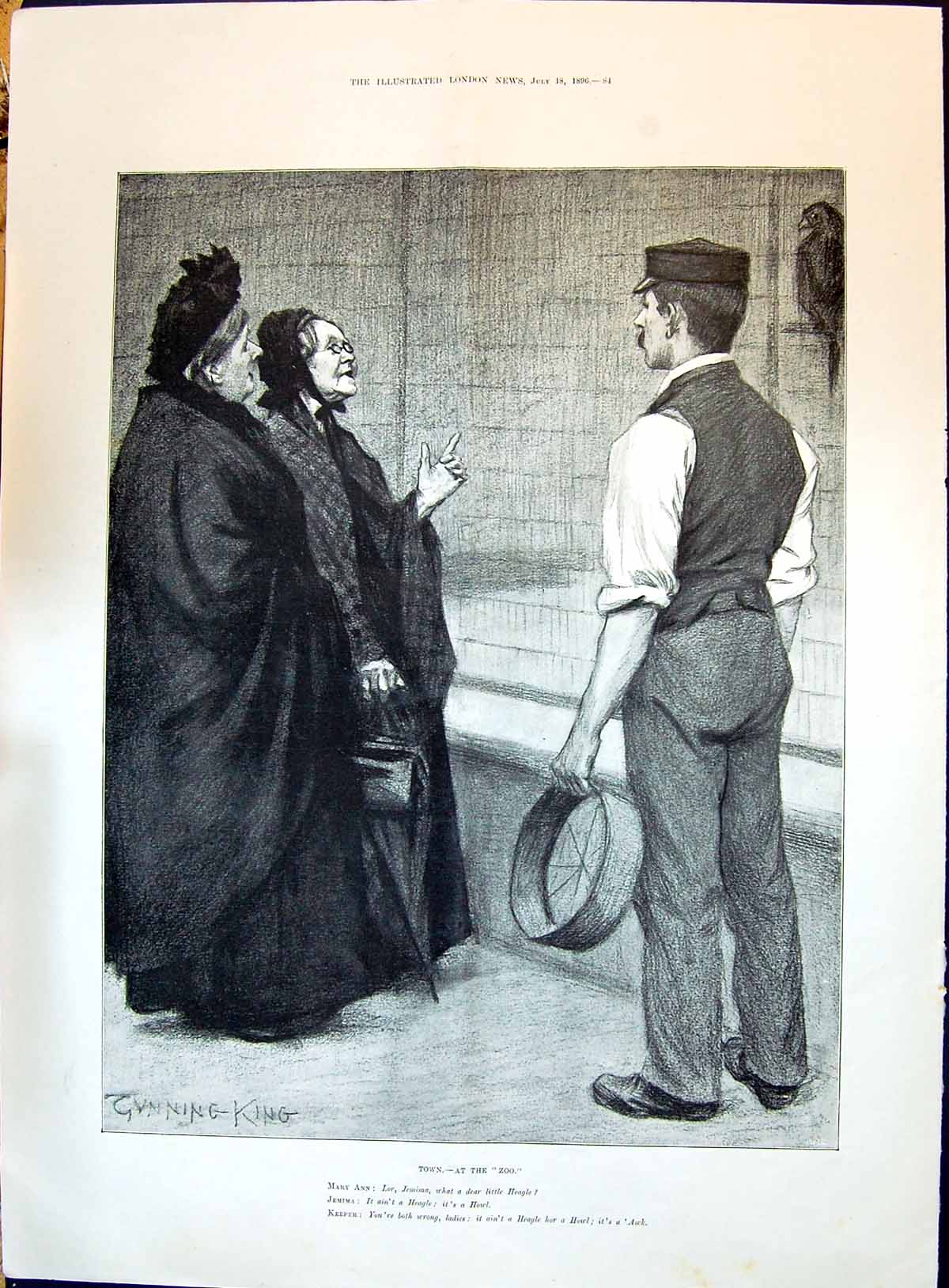 Old Print 1896 Zoo Keeper Mary Ann Jemima Ladies King Mrs Meynell Author 19th