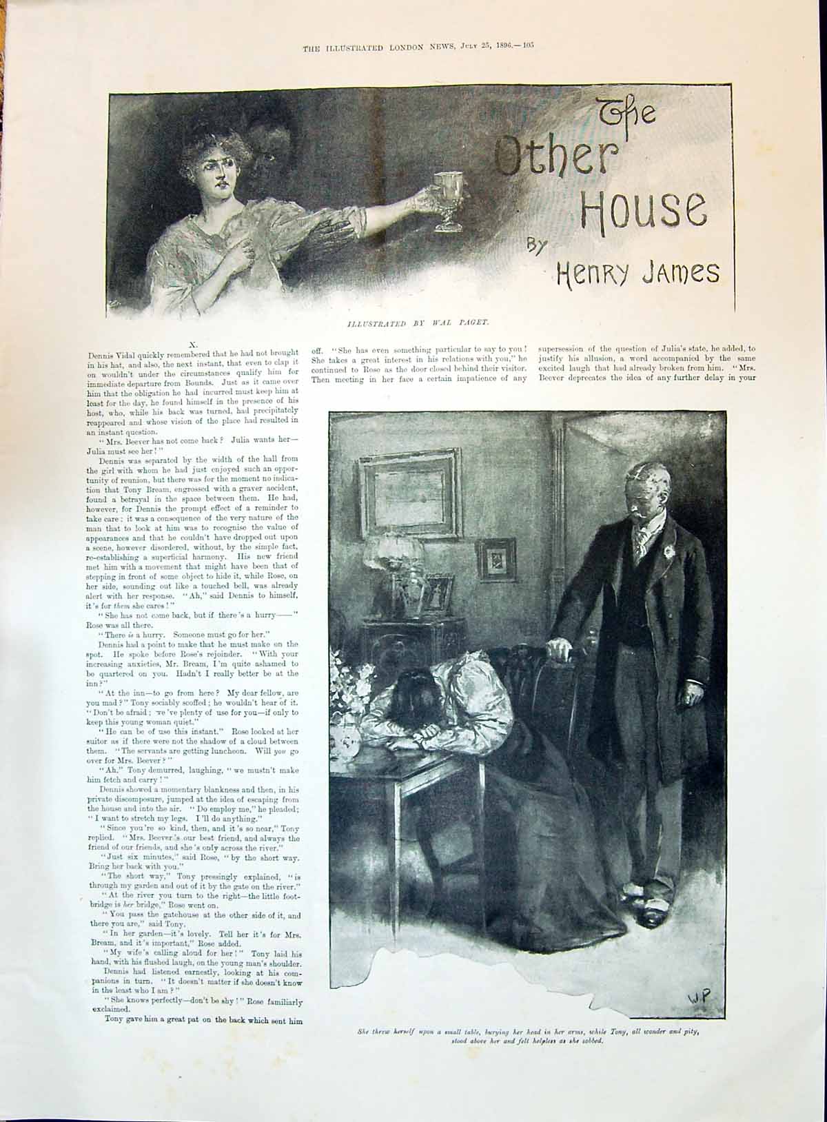 Old 1896 Story Illustration Other House Henry James Crying Lady Tony Victorian
