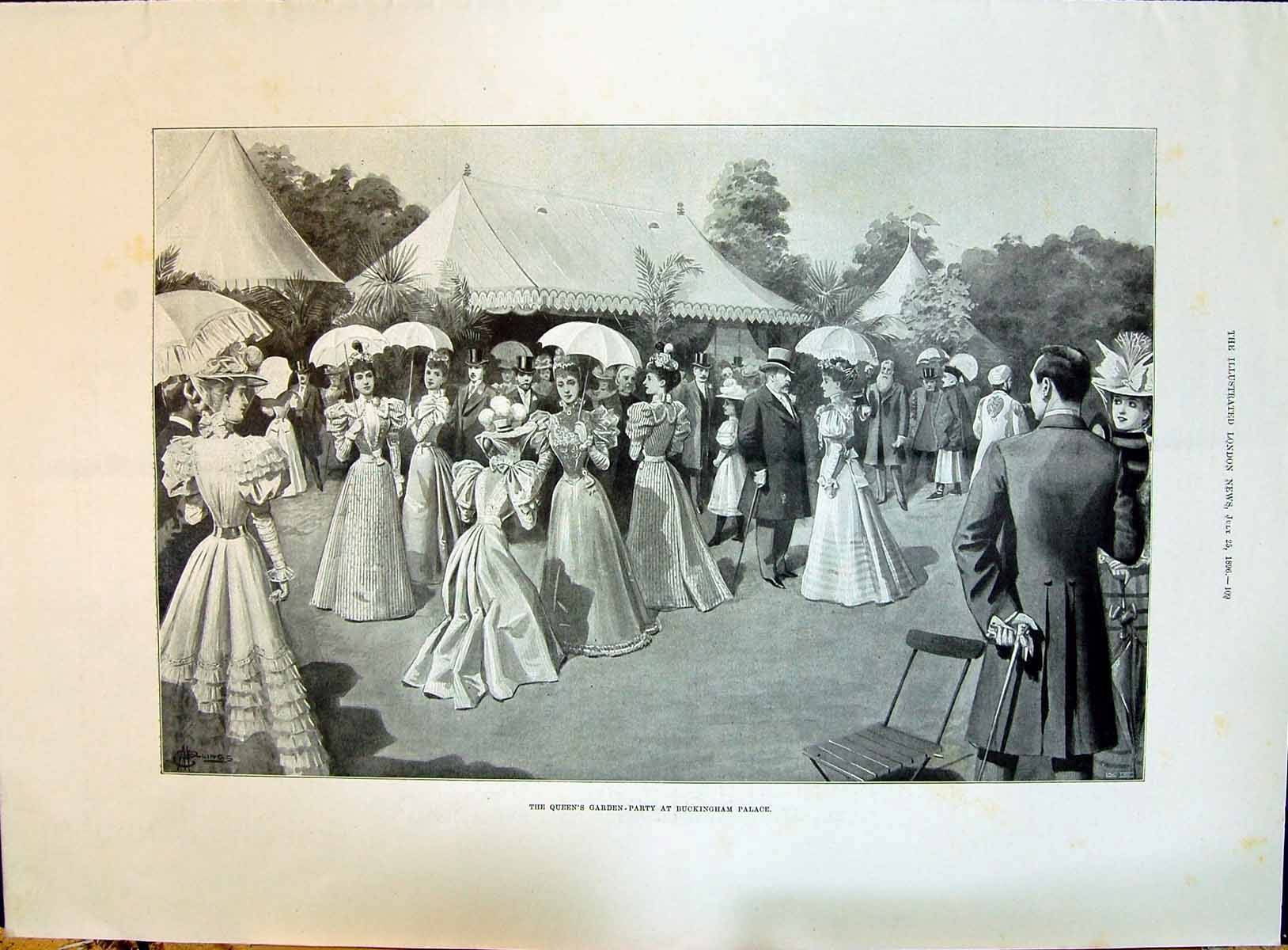 Antique Print 1896 Queen Garden Party Buckingham Palace Mrs Clifford Author