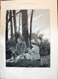 Old 1896 Picnic Scene Lady Men Hunting Woodville Egypt Pressor Petrie Victorian