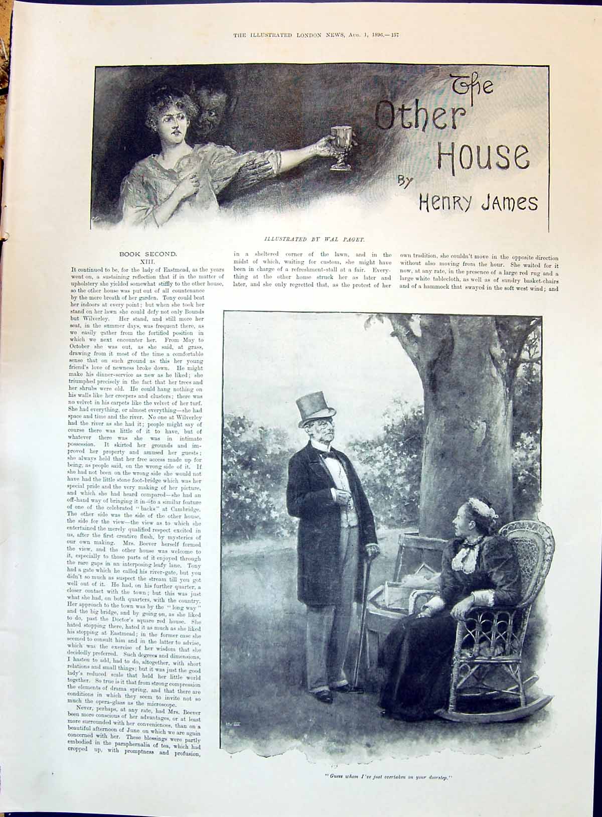 Old 1896 Story Illustration Other House Henry James Garden Scene Lady Victorian