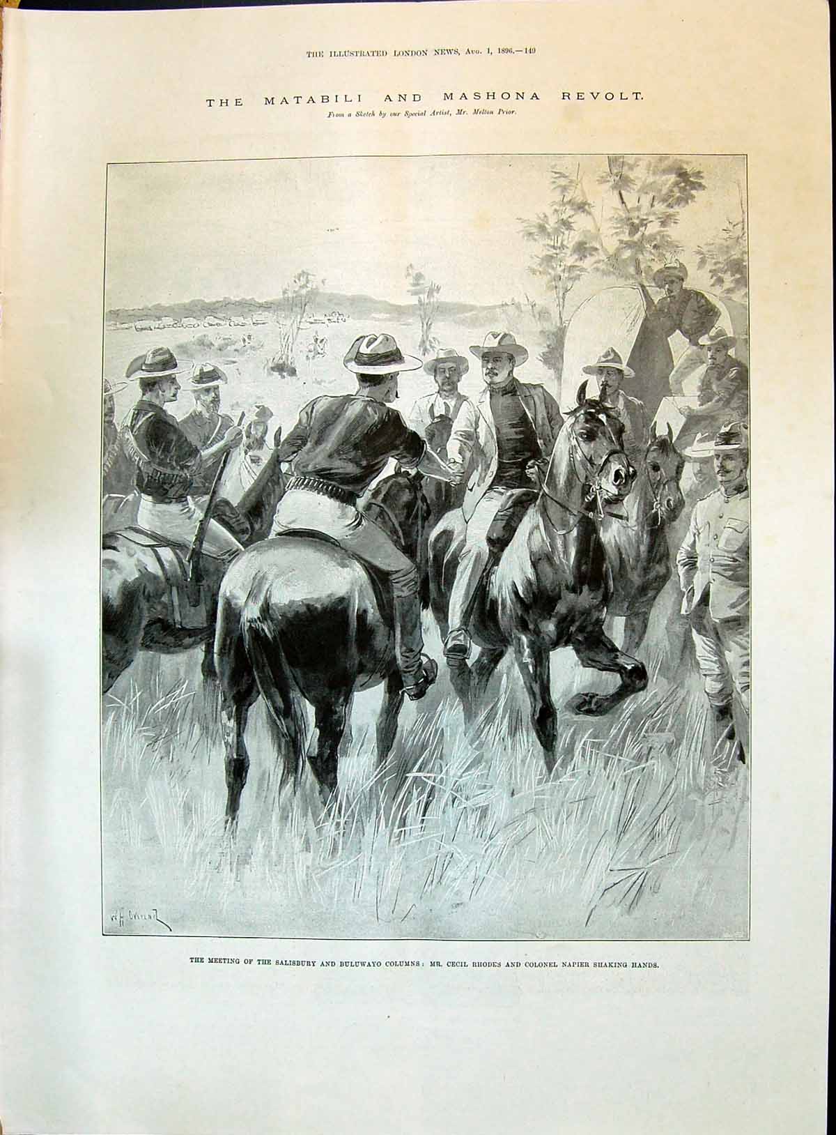 Old 1896 Salisbury Buluwayo Columns Cecil Rhodes Colonel Napier Matab Victorian