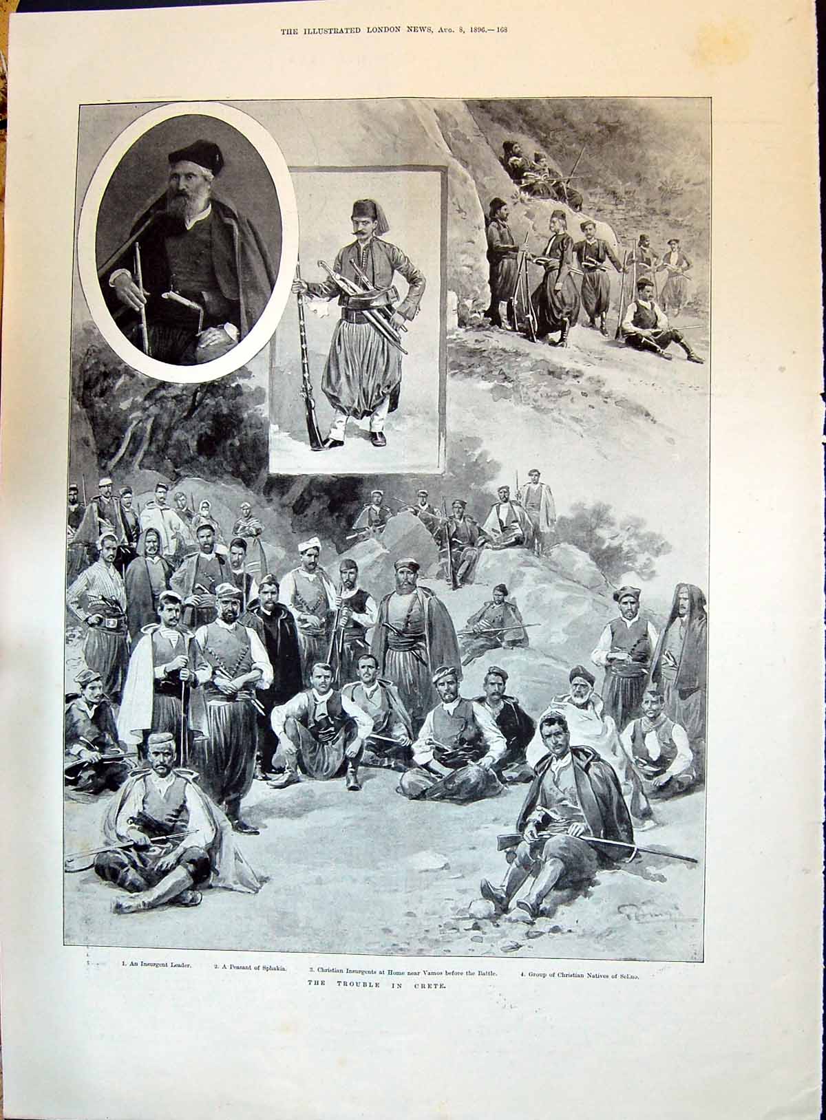 Old 1896 Crete Insurgent Leader Peasant Sphakia Christian Selino Will Victorian