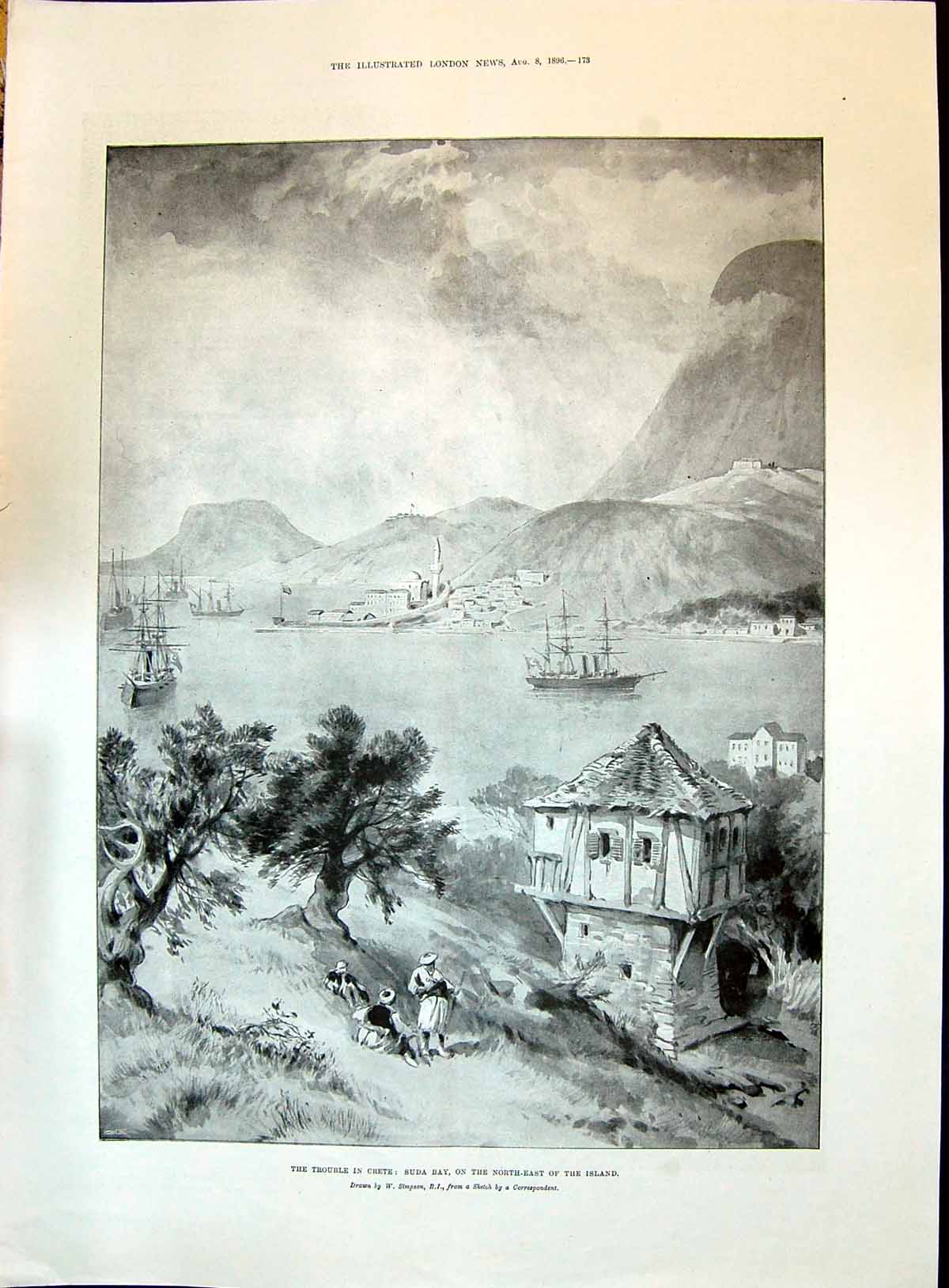 Old 1896 Crete Suda Bay Ships Simpson Dongola War Convoy Camels Seppi Victorian