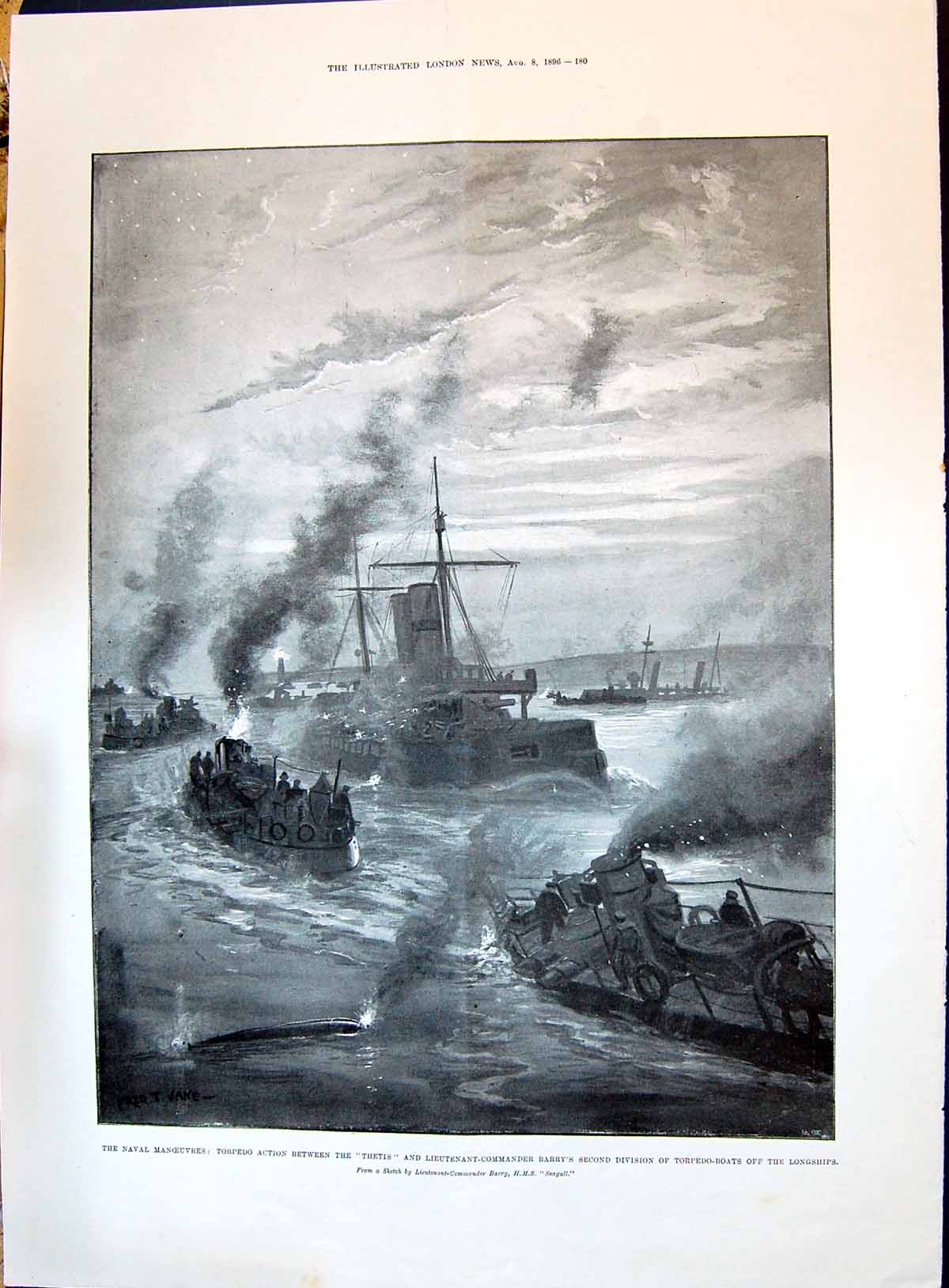 Old 1896 War Torpedo Action Thetis Seagull Barry Hindu Mohammedan Pat Victorian