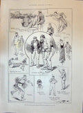Old Print 1896 Cricket England Australia Oval Sport Giffen Shri Tennyson Hervey