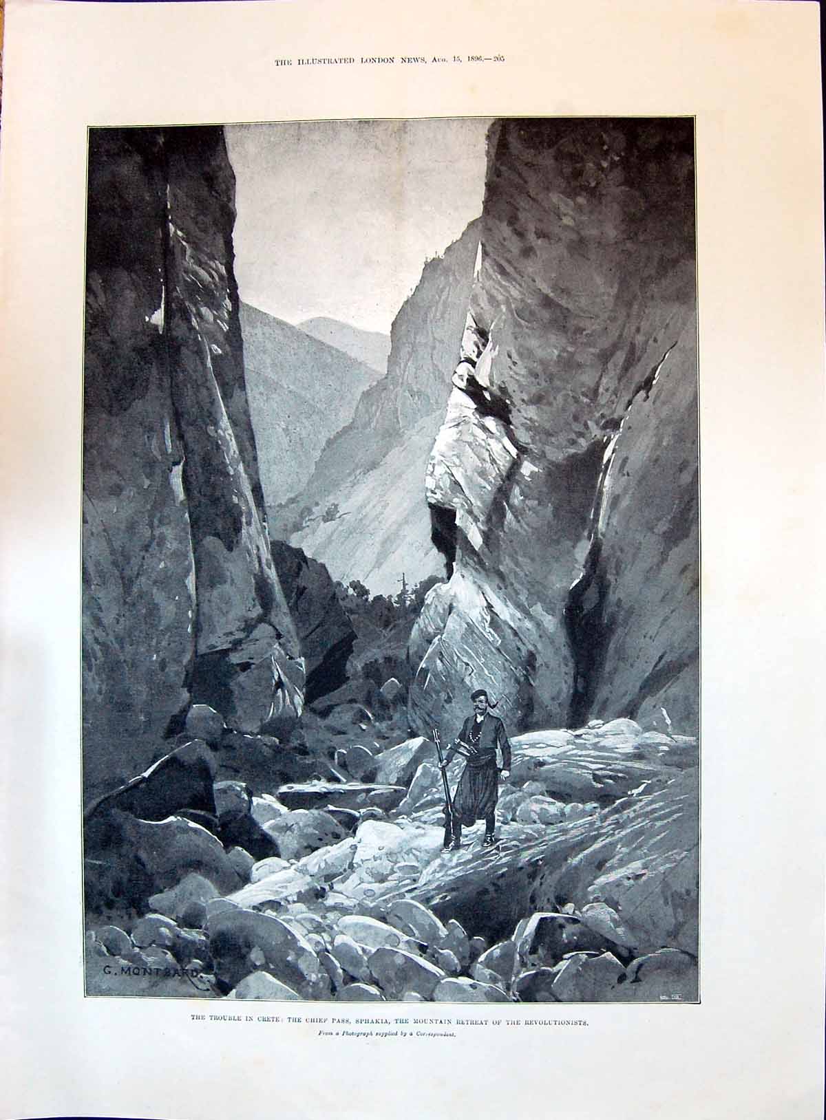Old 1896 Crete Chief Pass Sphakia Revolutionists Ships Haven Ferret H Victorian