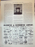 Antique Print 1896 Clock Ficers Mess Lancers Gsmiths Silversmiths Company 19th