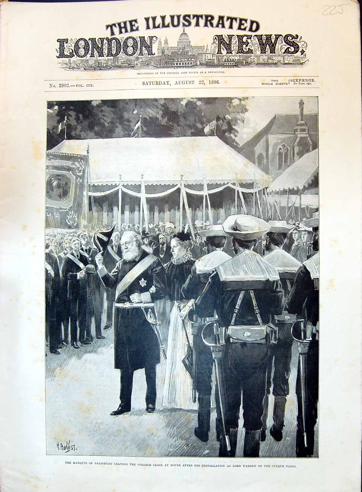 Old 1896 Marquis Salisbury College Close Dover Installation Lord Ward Victorian