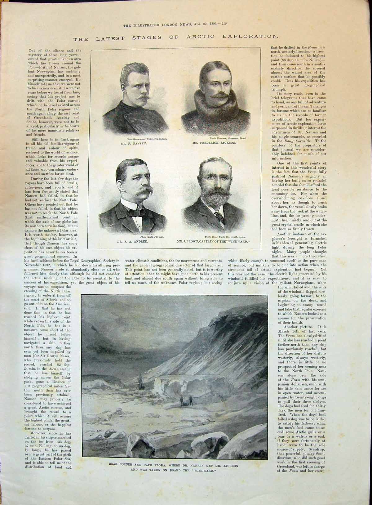 Old 1896 Arctic Nansen Jackson Andree Brown Windward Bear Cape Flora Victorian