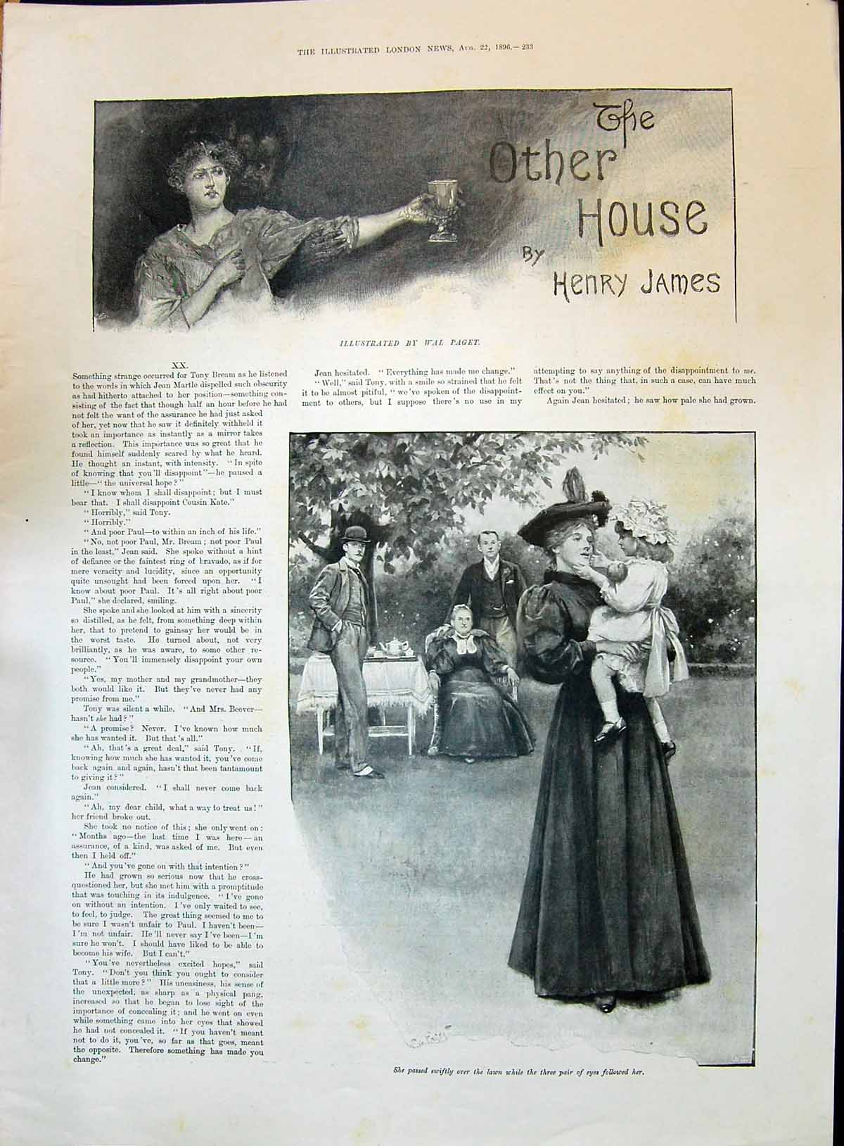 Old 1896 Story Illustration Other House Henry James Family Scene Gard Victorian