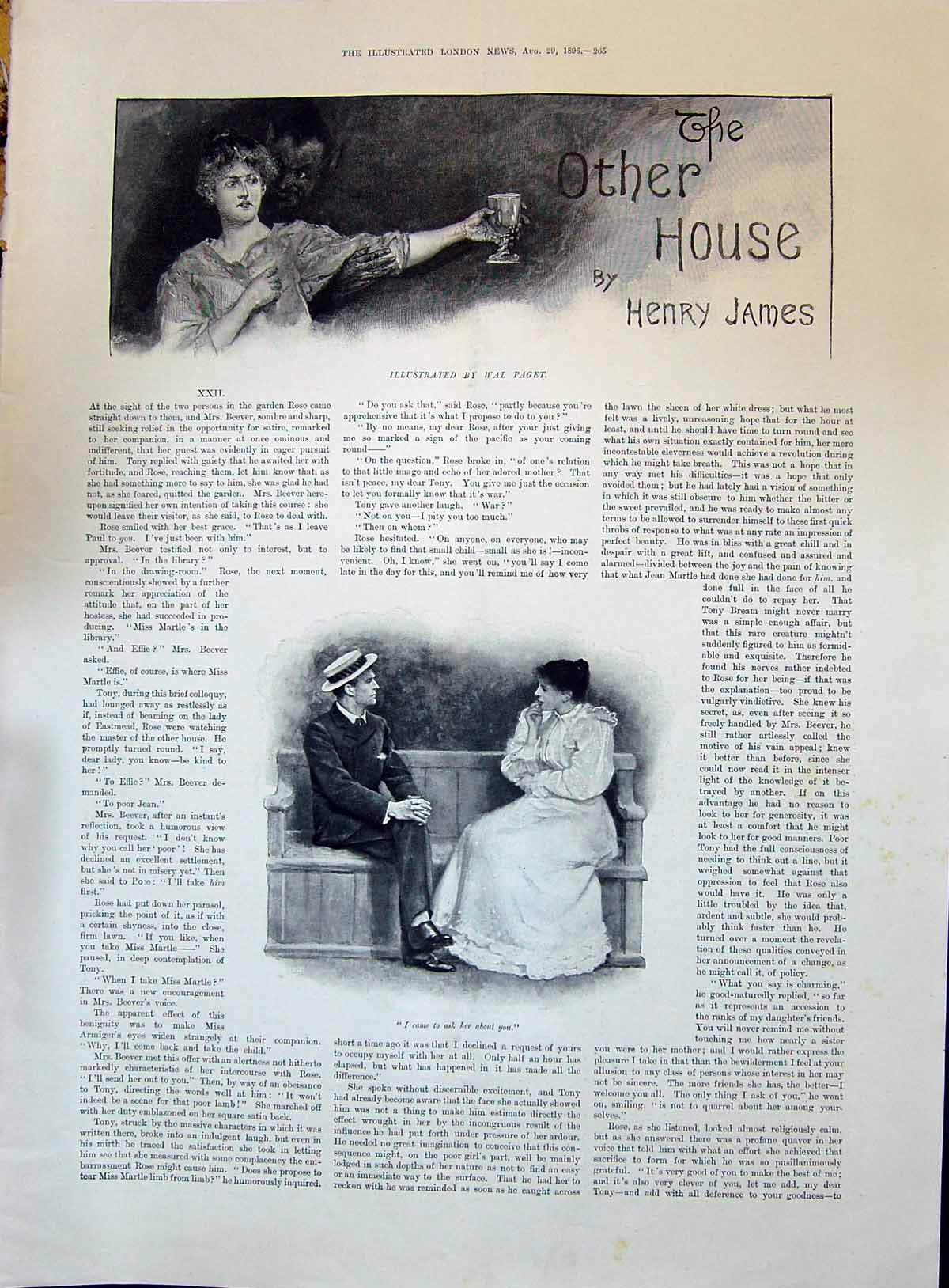 Old 1896 Story Illustration Other House Henry James Man Lady Romance Victorian