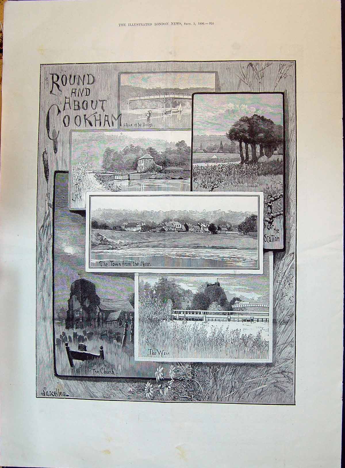 Old 1896 Cookham Weir Church Lock Elizabeth Tower Czar Breslau Univer Victorian