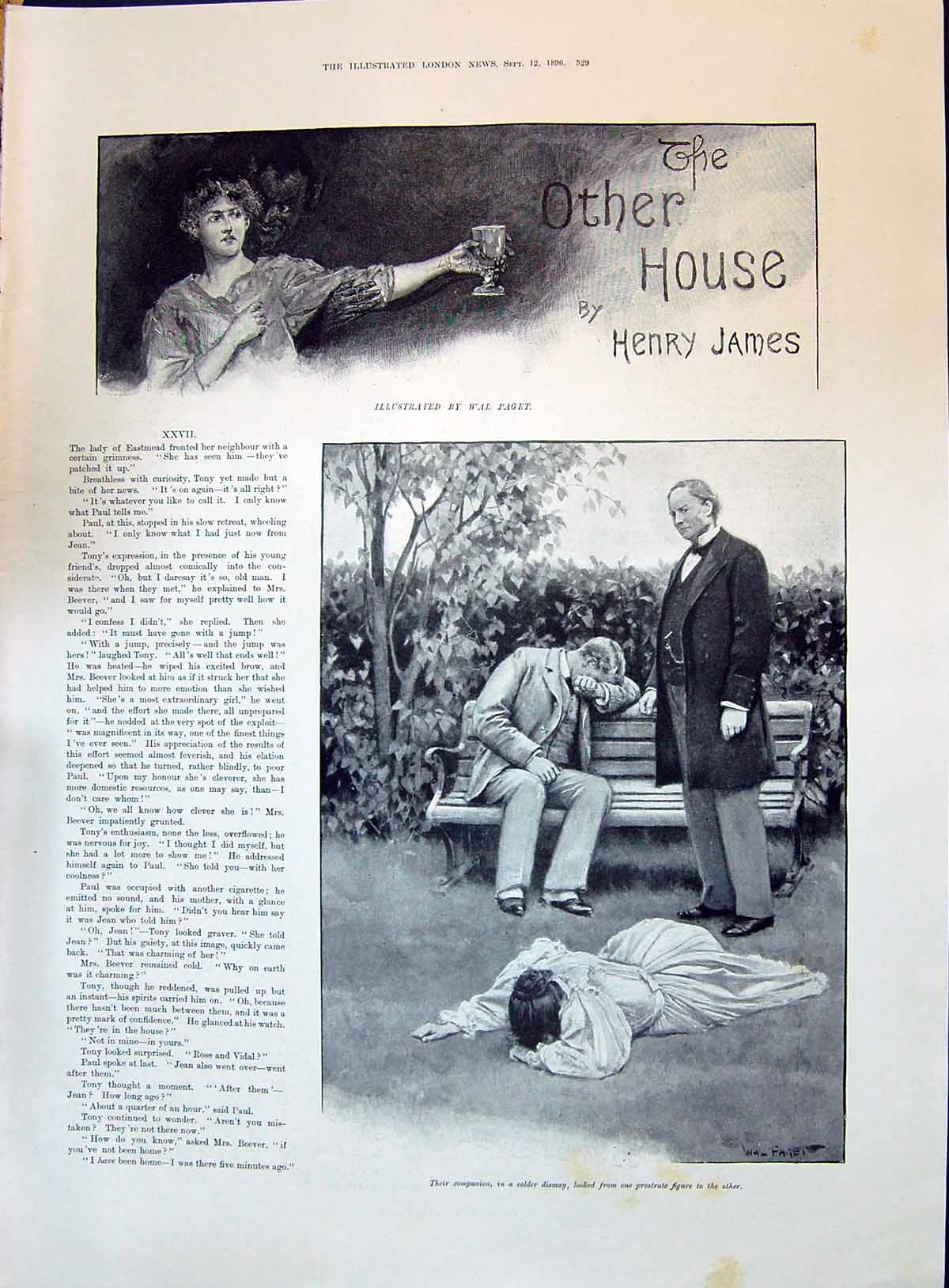 Old 1896 Story Illustration Other House Henry James Crying Lady Man G Victorian