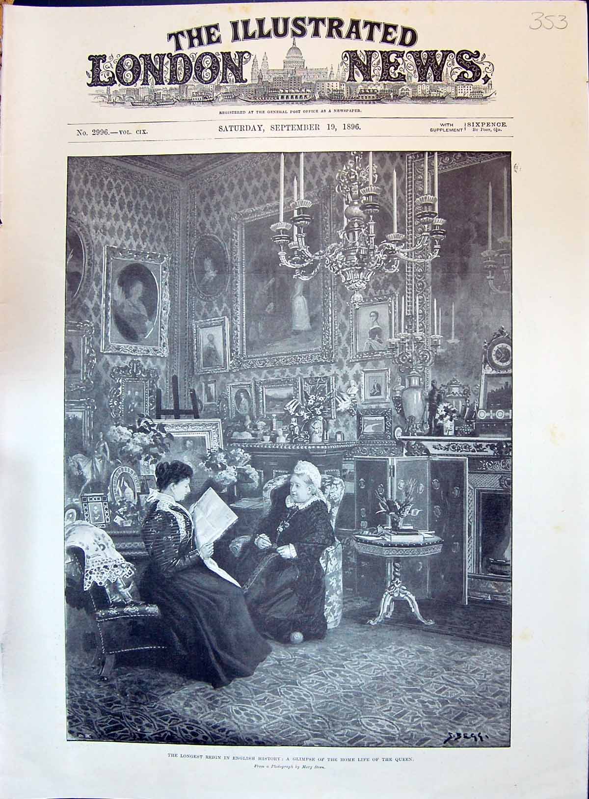 Antique Print 1896 Begg Royal Family Queen Victoria Home Life Sitting Room 19th
