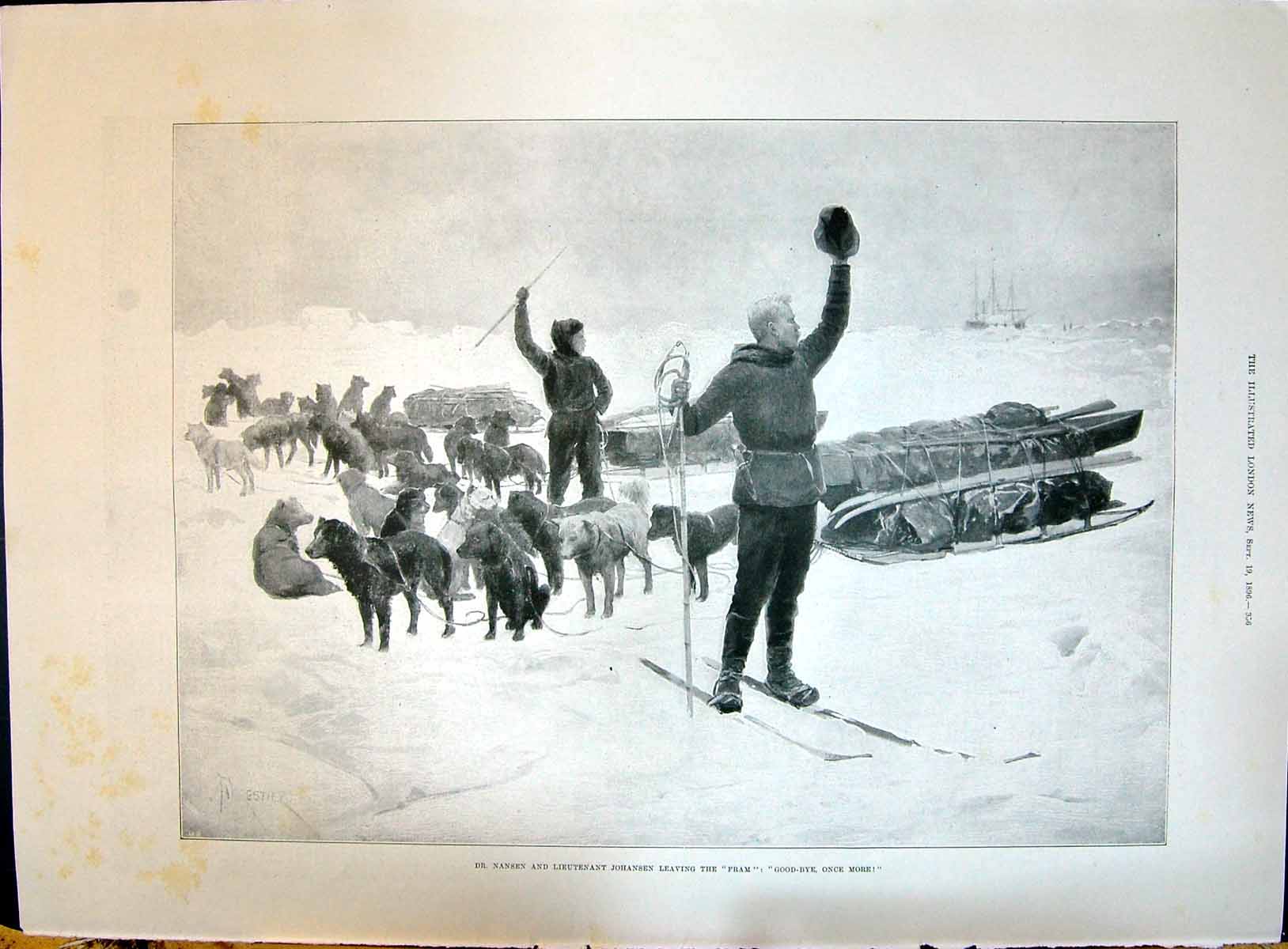 Old 1896 Dr. Nansen Lieutenant Johansen Fram Dogs Sledges Sir Joseph List 19th