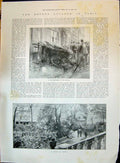 Old Antique Print 1896 Cyclone Paris France Car Overturned Stormy Weather 19th