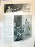 Antique Old Print 1896 Story Illustration Other House Henry James Man Lady 19th