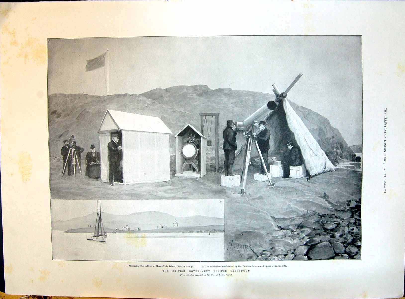 Old 1896 British Government Eclipse Expedition Karmakuly Island Novay Victorian