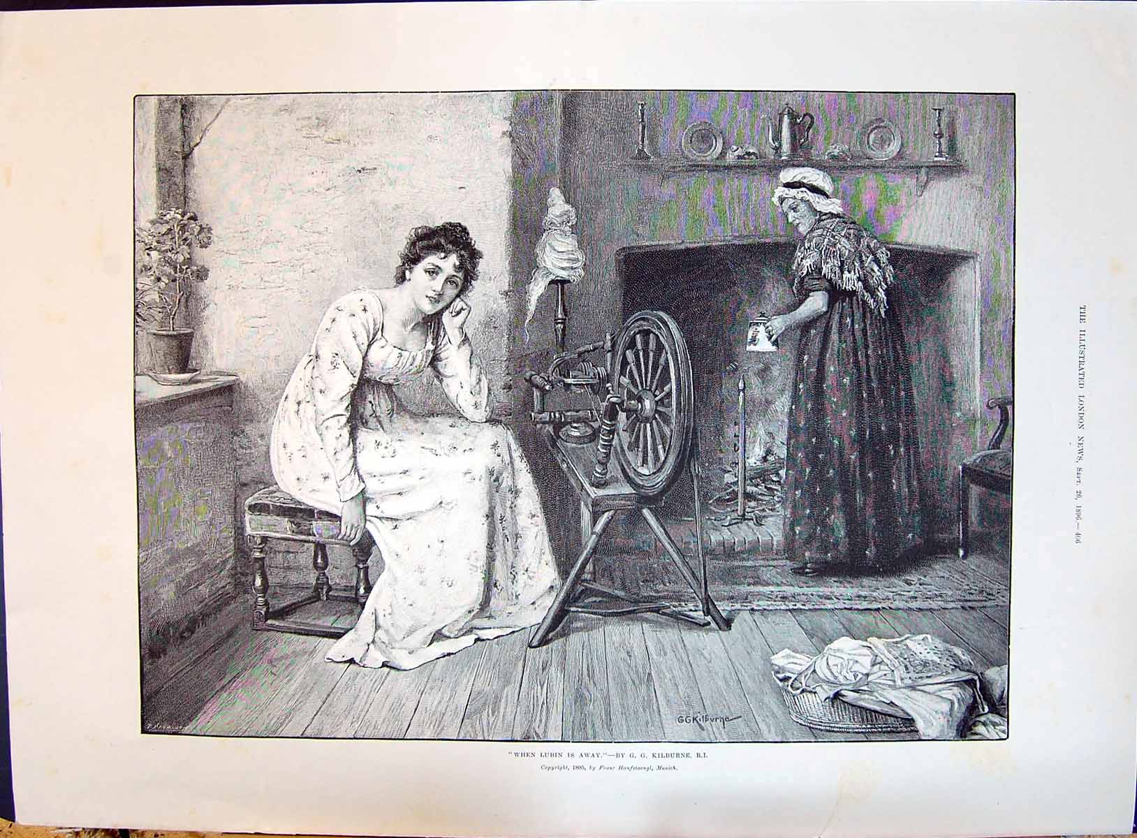 Old 1896 Lubin Ladies Spinning Wheel Kilburne Bow Police Court Dynami Victorian