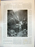 Old 1896 India Waterfall Pindri Glacier Man Sleeping Born King Water Victorian