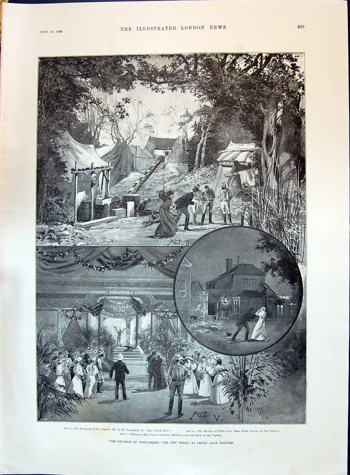 Old 1896 Duchess Coolgardie Drama Drury Lane Theatre Jordan Vanderfelt 19th
