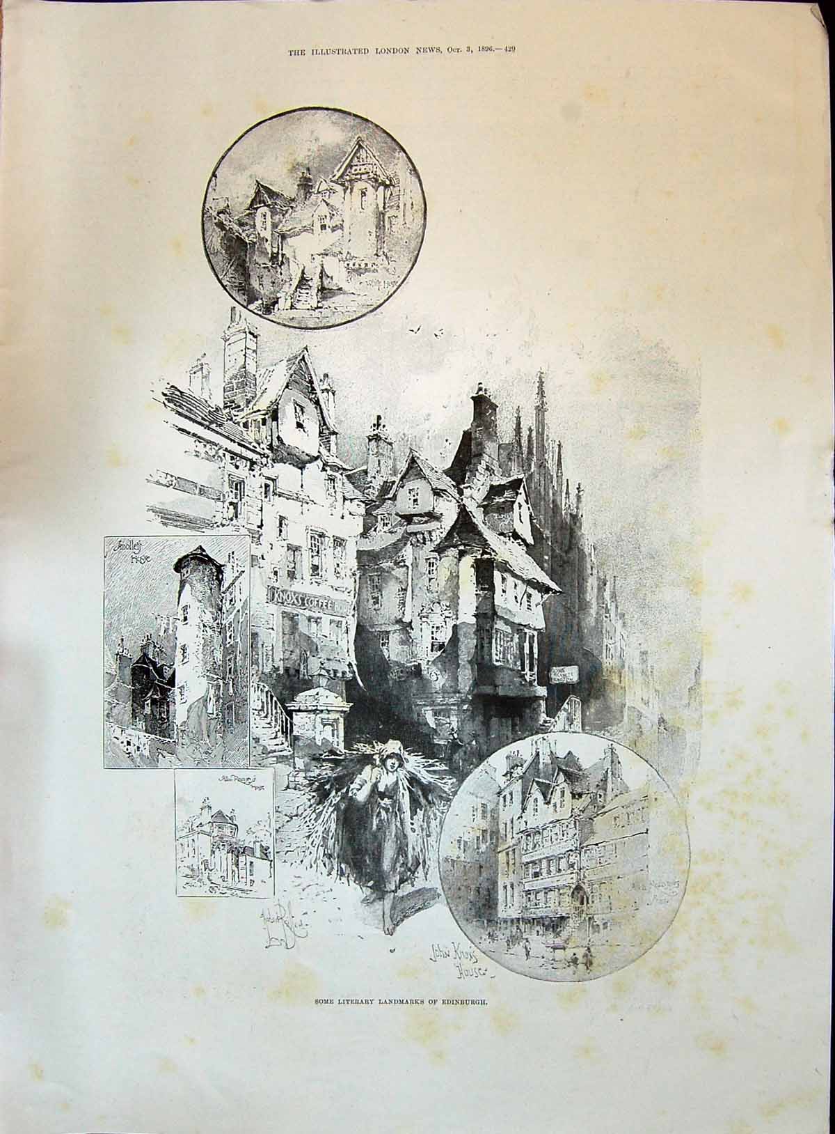 Old 1896 Edinburgh White Horse John Knox'S House Fox Trap Geese Farmy Victorian