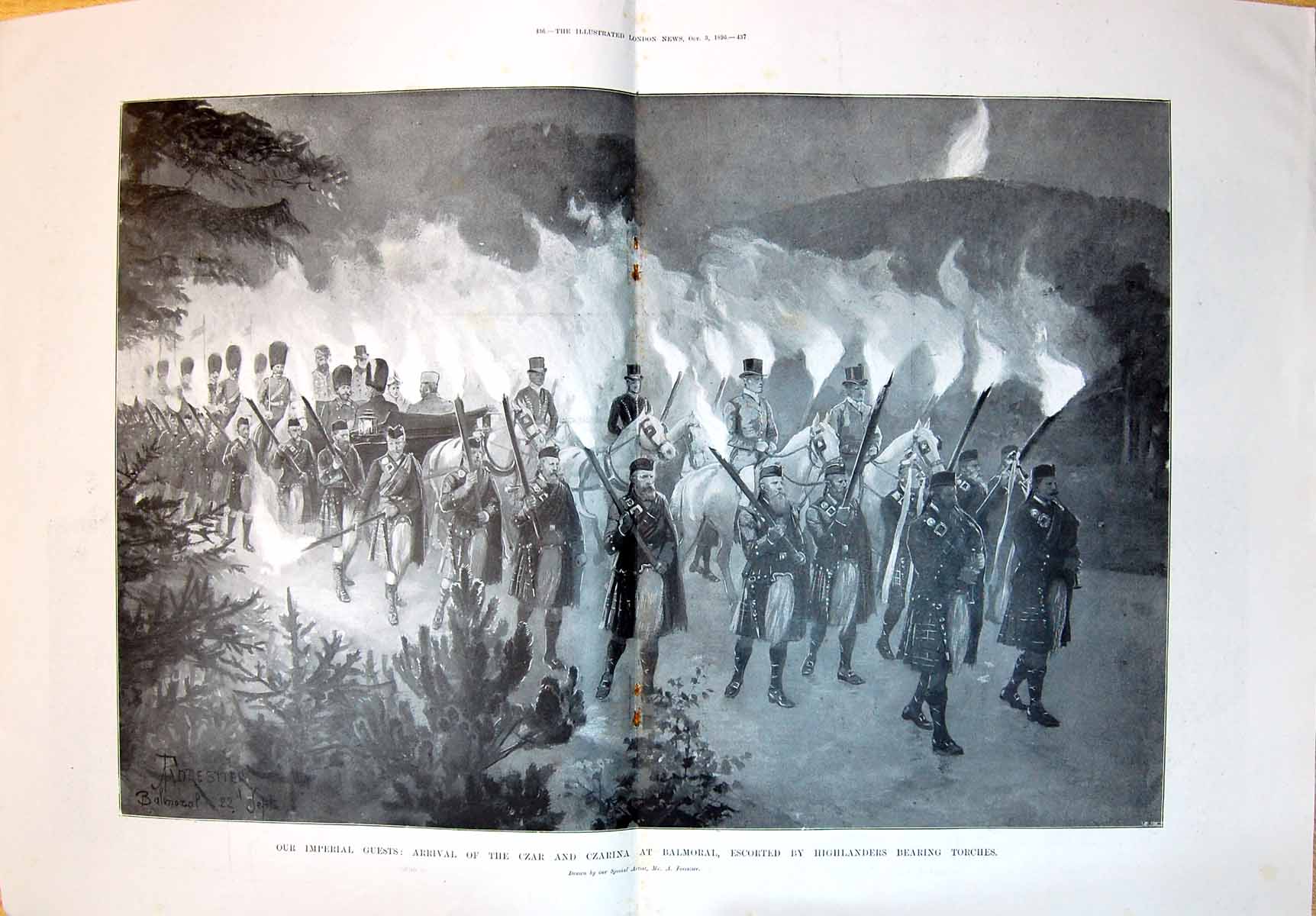 Old 1896 Arrival Czar Czarina Balmoral Escorted Highlanders Bearing T 19th