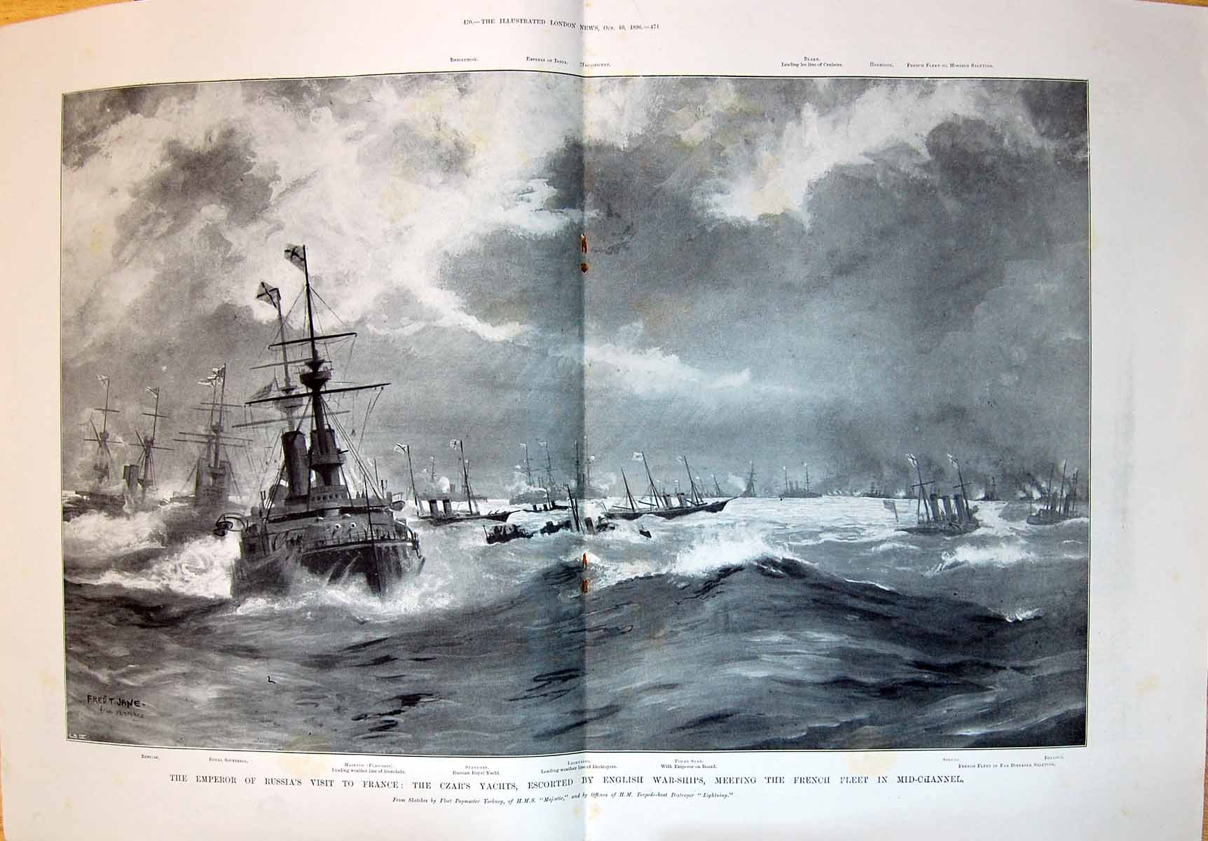 Old 1896 Czar Yacht English War Ships Standart Polar Star Sovereign R 19th
