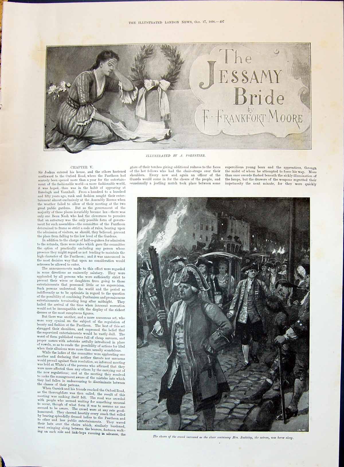 Old 1896 Story Illustration Jessamy Bride Frankfort Moore Baddeley Ac Victorian