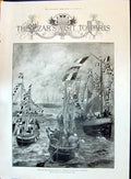 Old 1896 Scene Arrival Czar Czarina Cherbourg Board Ship Polar Star F Victorian