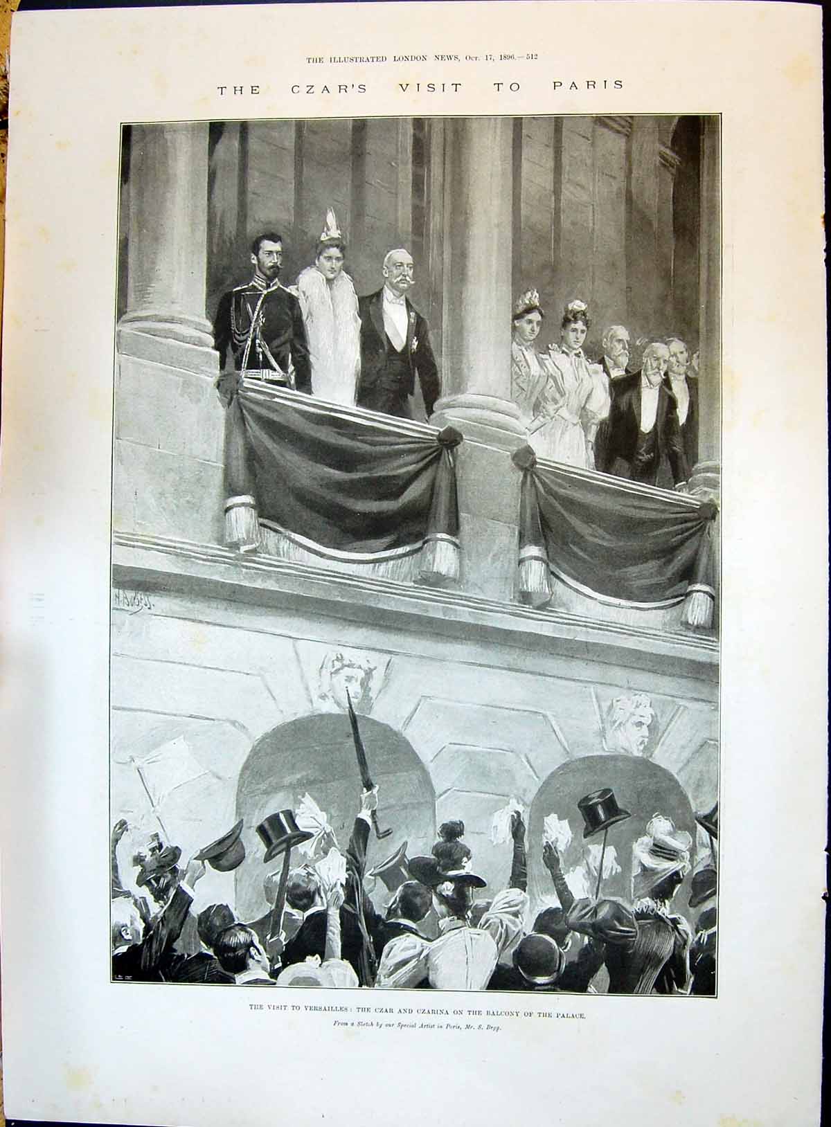 Old 1896 Czar Russia Paris Versailles Palace Balcony Chamber Deputies Victorian